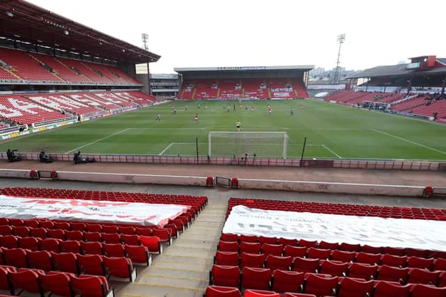 Waiting for the fans: Oakwell Stadium.