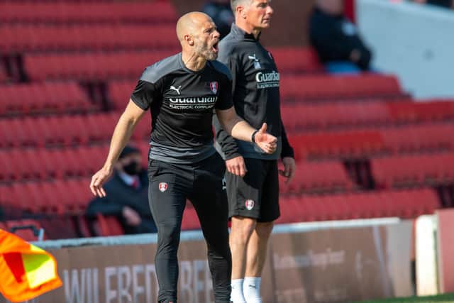 Paul Warne at Oakwell on Saturday (Picture: Bruce Rollinson)