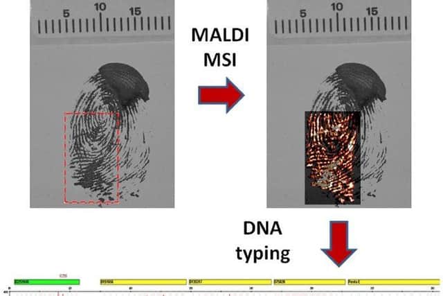 A team of researchers have found that technology called Matrix Assisted Laser Desorption Ionisation Mass Spectrometry Imaging (MALDI-MSI) can be applied at crime scenes for the detection of human blood and DNA-typing from enhanced fingerprints. Photo credit: Sheffield Hallam University