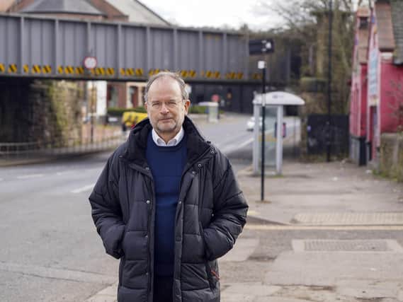 Paul Blomfield MP at the railway at Heeley. Photo:Scott Merrylees