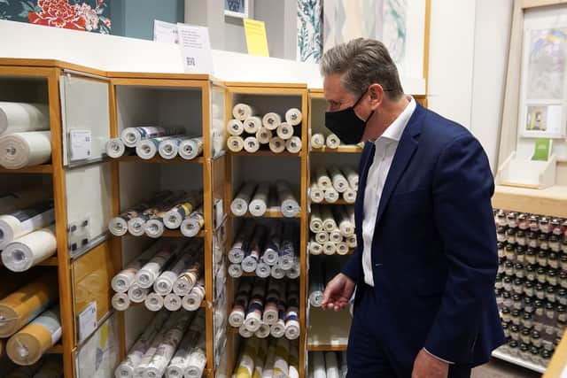 Labour leader Sir Keir Starmer during a visit to a John Lewis department store as inquiries into the cost of Boris Johnson's home furnishings escalate.