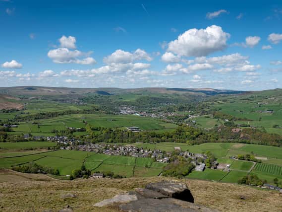 The view across towards Todmorden, Calderdale from Stoodley Pike. Picture Ian Day.