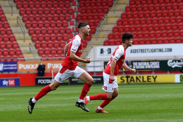 KEEPING IT ALIVE: Rotherham United's Lewis Wing scores the equalising goal on Saturday from a free-kick. Picture by Simon Hulme