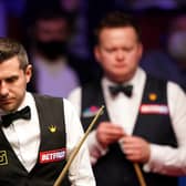 HARD SLOG: Mark Selby considers nis next shot at The Crucible, Sheffield. Picture: Zac Goodwin/PA