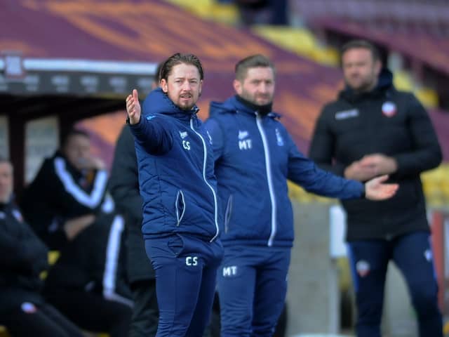 Missed chances: Bradford joint manager Conor Sellars, left. Picture by Simon Hulme