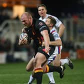 Double: Veteran Bradford Bulls prop Steve Crossley scored two tries in their win at Whitehaven. Picture: Jonathan Gawthorpe.