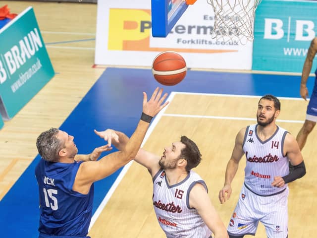 Mike Tuck gets a shot in for Sheffield Sharksagainst Leicester Riders back in February (Picture: Bruce Rollinson)