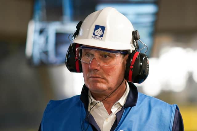 Labour leader Sir keir Starmer during a visit to the Liberty Steel plant as part of the Hartlepool by-election campaign.