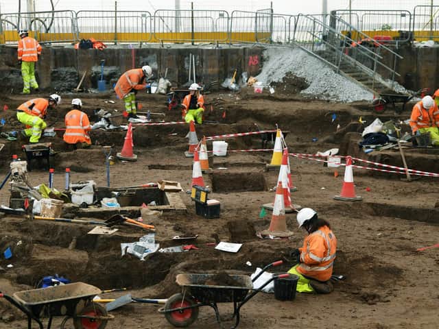 A team of 70 archaeologists is working on the site off the Mytongate roundabout in Hull Picture: Jonathan Gawthorpe