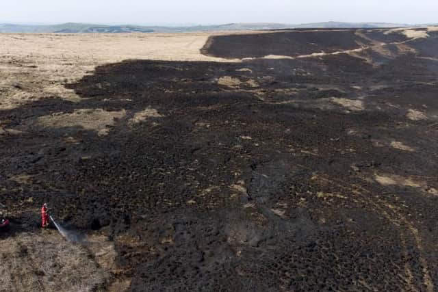 The aftermath of the three-day fire that destroyed an area of Marsden Moor in April