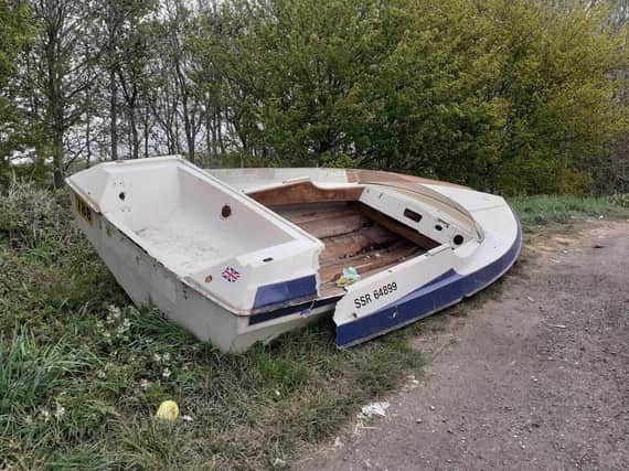 The boat which was dumped on a roadside