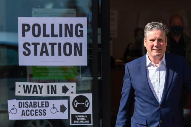 Labour leader Sir keir Starmer after casting his vote on Thursday.