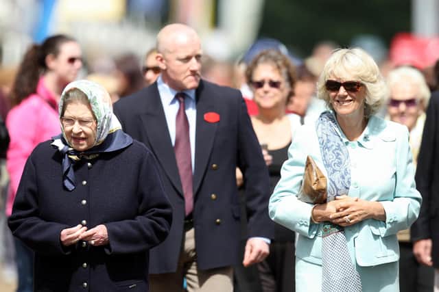 The Queen and Duchess of Cornwall at Windsor on the day Her Majesty's Carlton House won the Dante Stakes at York.