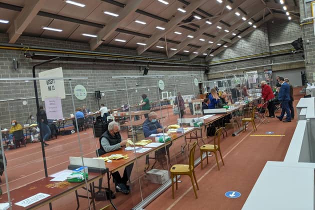 Socially distanced counting took place at Thornes Park throughout Friday.