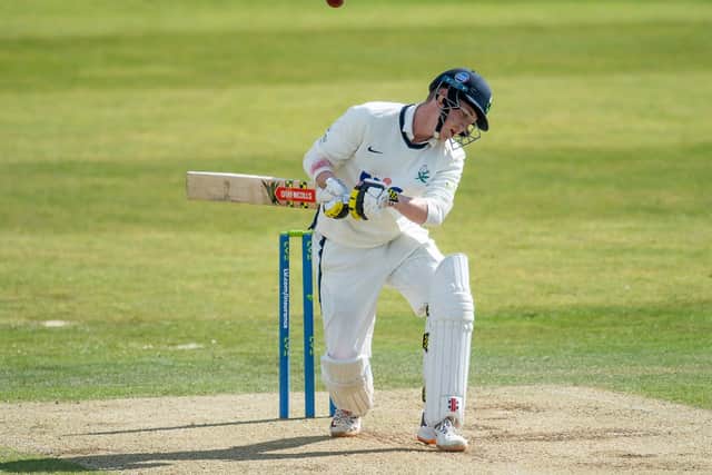 STYLISH: Yorkshire's Harry Brook evades a short ball against Kent, dismissed for an excellent 59. Picture by Allan McKenzie/SWpix.com