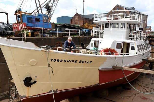 Peter Richardson, the joint owner with his son Sam, of the Yorkshire Belle on board the pleasure cruiser as undergoes annual maintenance and tests at John Dean's drydock in Hull  Picture: Gary Longbottom