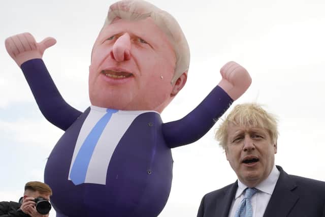 Boris Johnson during a visit to Hartlepool after the Tory party's historic by-election win.