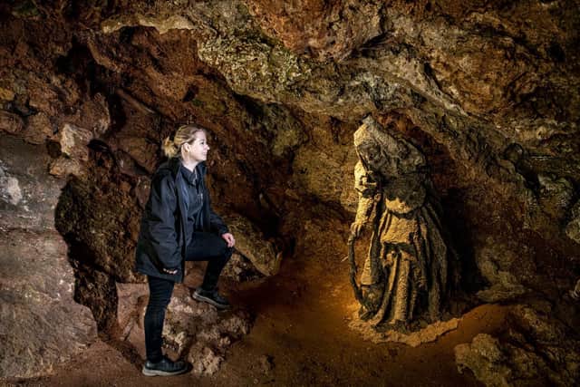 Jay Stelling at Mother Shipton's Cave in Knaresborough, which reopened last month after Covid restrictions were lifted