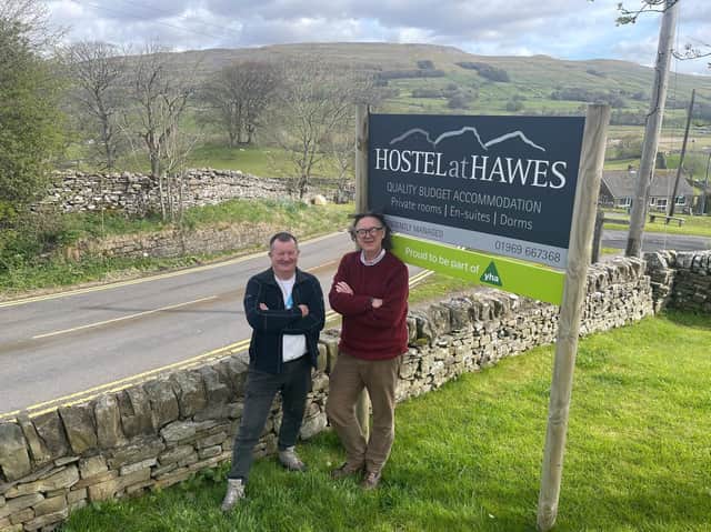 Hospitality professional Steve Bussey and David Miller at Hawes Youth Hostel