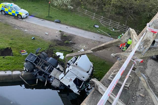 Damien Cameron, a firefighter in West Yorkshire, described the incident as a "very lucky escape" - with no serious injuries reported according to his update.