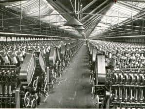The spinning room in 1924. Image supplied by Saltaire History Club.