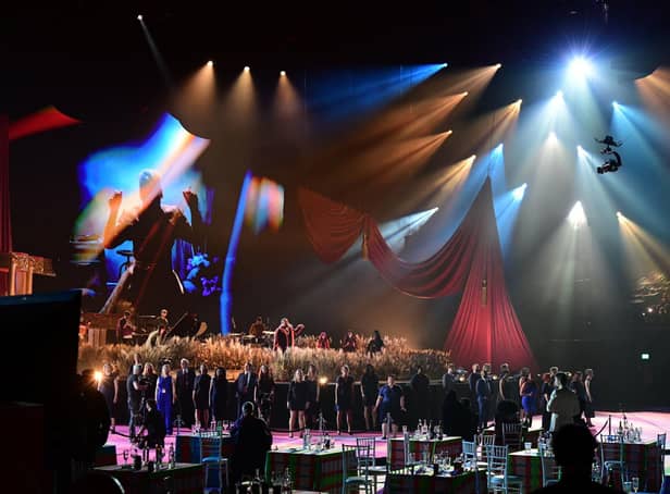 The Lewisham and Greenwich NHS Choir perform with Pink and Rag'n'Bone Man during the Brit Awards 2021 at the O2 Arena, London.