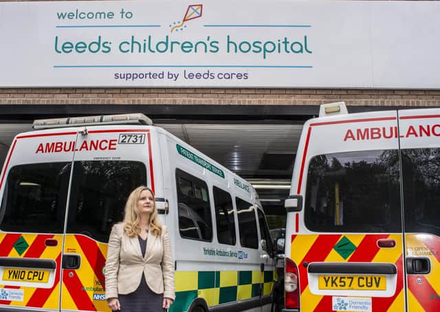 Leeds Hospitals Charity's CEO Esther Wakeman photographed outside the Children's Hospital on Clarendon Wing at the LGI. Picture: Ernesto Rogata.
