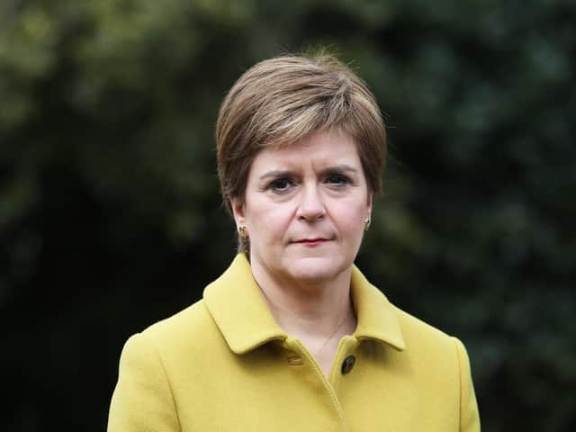 Scottish First Minister and SNP leader Nicola Sturgeon during a visit to Airdrie on May 9, 2021 in North Lanarkshire, Scotland. Photo by Andrew Milligan - Pool/Getty Images.