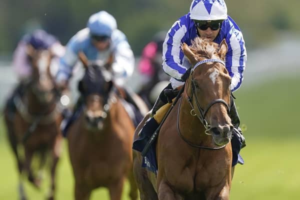 Silvestre De Sousa riding Queen Power (right) on their way to winning the Al Basti Equiworld Dubai Middleton Fillies' Stakes during day two of the Dante Festival at York Racecourse.