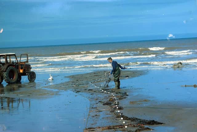 Shaun Wingham fishing from the shore with nets a few years ago at Tunstall