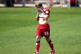 Emotional: Doncaster Rovers' James Coppinger reacts after a guard of honour at Keepmoat Stadium. Picture: Tim Goode/PA