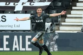 GOAL: Sam Hutchinson celebrates opening the scoring in Sheffield Wednesday's final game of the 2020-21 season but ultimately it was not enough to avoid relegation