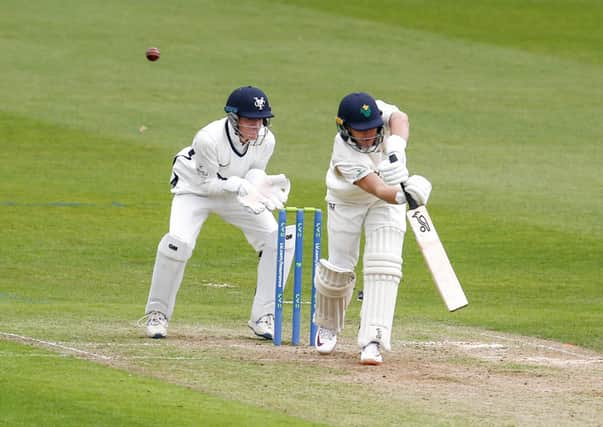 Debutant: Harry Duke behind the stumps for Yorkshire in Cardiff. Picture: John Heald