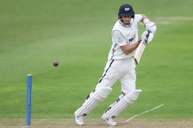 Yorkshire' batsman Joe Root cuts through cover point during day two at Sophia Gardens. Picture: Nick Potts/PA