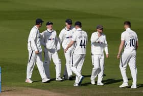 Out: Yorkshire celebrate a Glamorgan wicket from Harry Duke's catch. Picture: John Heald