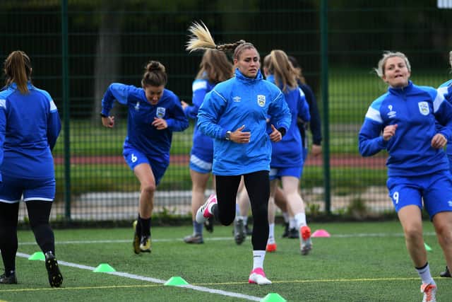 Huddersfield Town Women in training (Picture: Jonathan Gawthorpe)