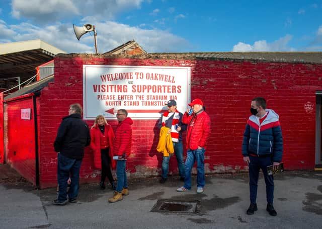 Fans back at Oakwell.   Picture Bruce Rollinson