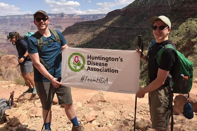 Josh and James at the Grand Canyon raising awareness of Huntington's disease