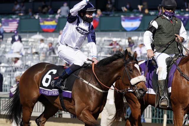 This was Yorkshire-trained Glass Slippers winning at the Breeders' Cup meeting in America last November under jockey Tom Eaves.