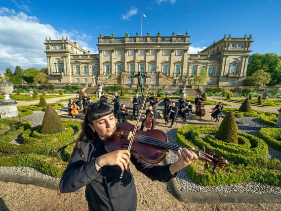 Sophia Dignam plays the Viola along with other members of the Yorkshire Symphony Orchestra at Harewood House, Leeds
