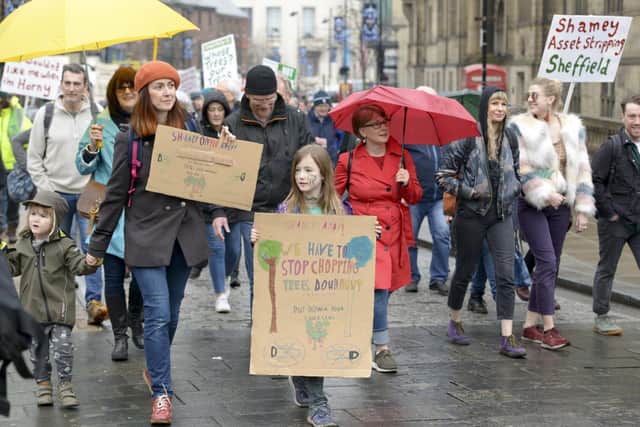 A protest against the council's tree-felling strategy in 2018. Picture: Dean Atkins.