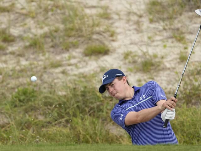 Sandy backdrop: Sheffield’s Matt Fitzpatrick hits out of a bunker on the 15th hole of the Ocean Course at Kiawah Island. (Picture: AP)