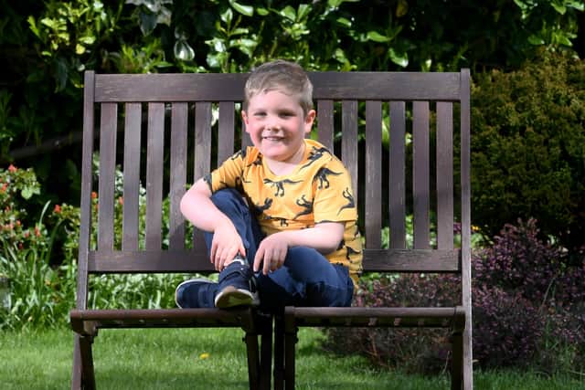 Joshua Collins aged 5 who is diagnosed with Acute Lymphoblastic Leukaemia..Picture by Simon Hulme
