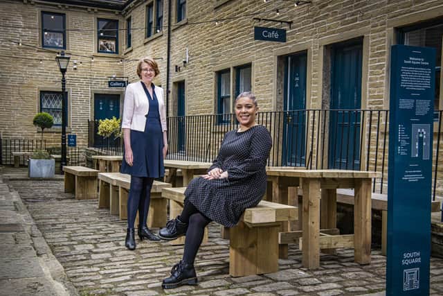 Bradford Council's leader, Coun Susan Hinchcliffe, and actor and producer Tanya Vital are pictured at the South Square Arts and Heritage Centre in Thornton at the launch of a 10-year cultural strategy for the Bradford district. (Picture Tony Johnson)