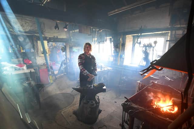 Annabelle Bradley in her smithy at Malham. Picture: Simon Hulme
