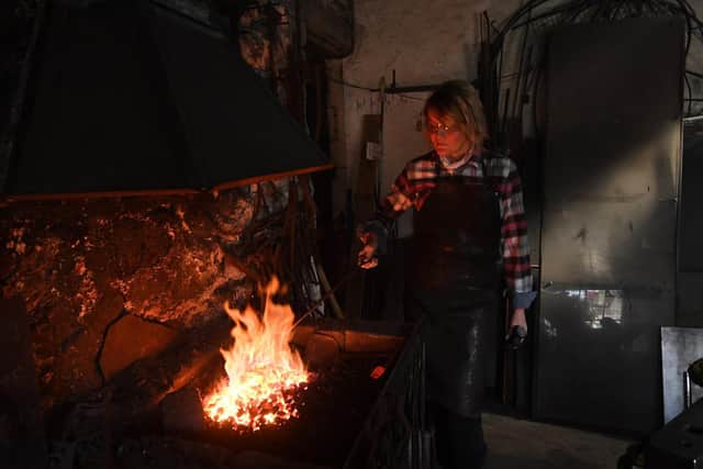 Annabelle Bradley at work in her smithy at Malham. Picture: Simon Hulme