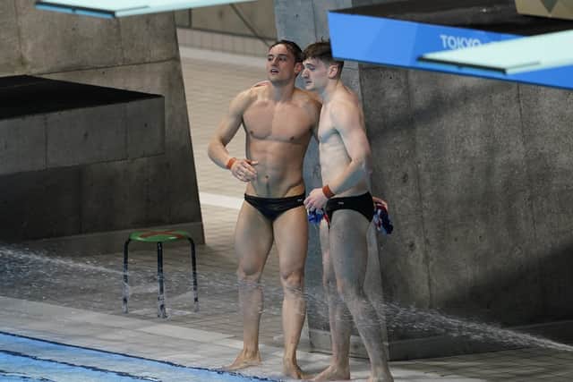 Tom Daley and Matty Lee of Great Britain in between dives at the Tokyp World Cup (Picture: Toru Hanai/Getty Images)