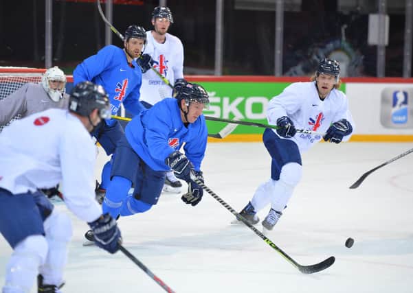 BIG DAY: GB and Sheffield Steelers' forward Brendan Connolly during practice in Riga this week. Picture: Dean Woolley.