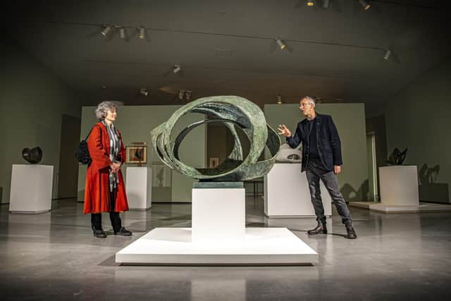Sophie Bowness, Granddaughter of Barbara Hepworth chats with Simon Wallis, Director at The Hepworth Wakefield. Picture: Tony Johnson