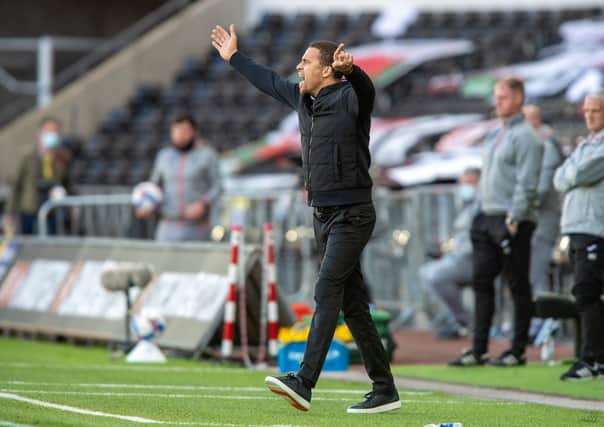 REFLECTION: Valerien Ismael issues instructions to his players at the Liberty Stadium on Saturday.  Picture: Bruce Rollinson